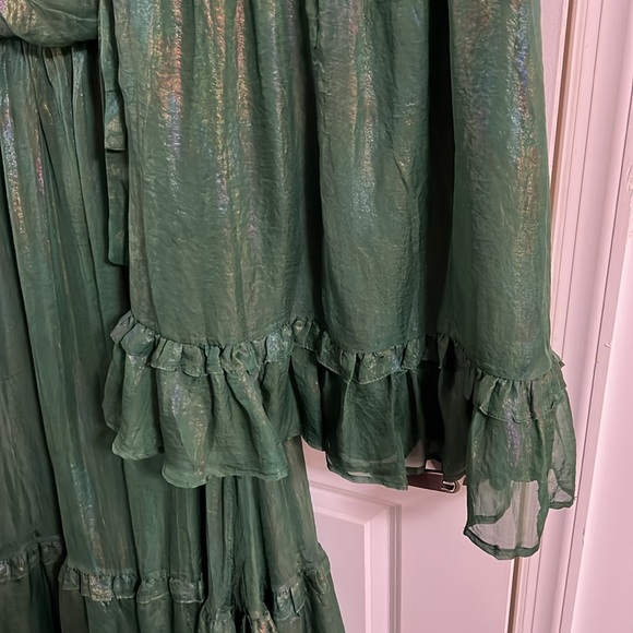 Jessa Kae Mommy & Me matching green puff sleeve faux wrap dresses - Picture 6 of 13